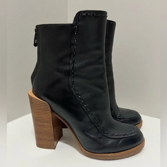 3.1 Phillip Lim Jasper Saddle-Stitch Leather Black Bootie - Picture 3 of 8